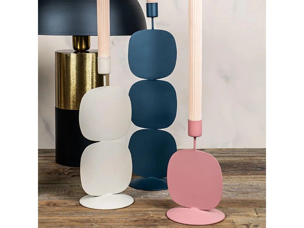 Chandelle en métal raw beige 26 cm