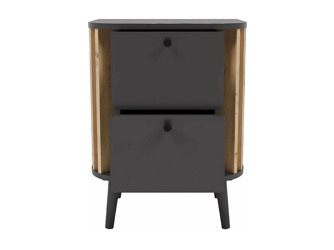 Table de chevet 2 tiroirs gris anthracite et chêne artisan L45 cm - PURE