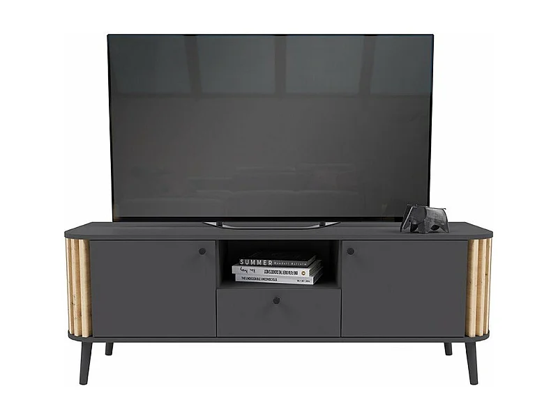 Meuble TV 1 tiroir, 2 portes et 1 niche L138 cm - PURE