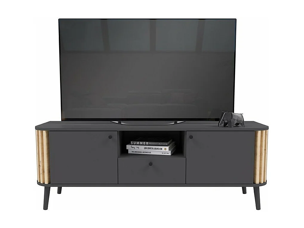 Meuble TV 1 tiroir, 2 portes et 1 niche L138 cm - PURE