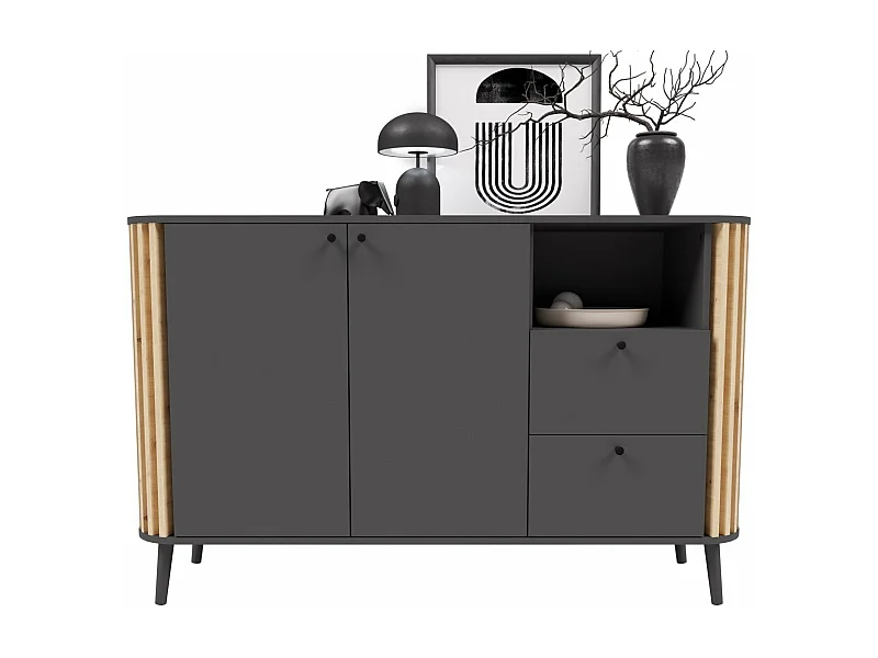 Buffet 2 tiroirs, 2 portes et 1 niche L138 cm - PURE