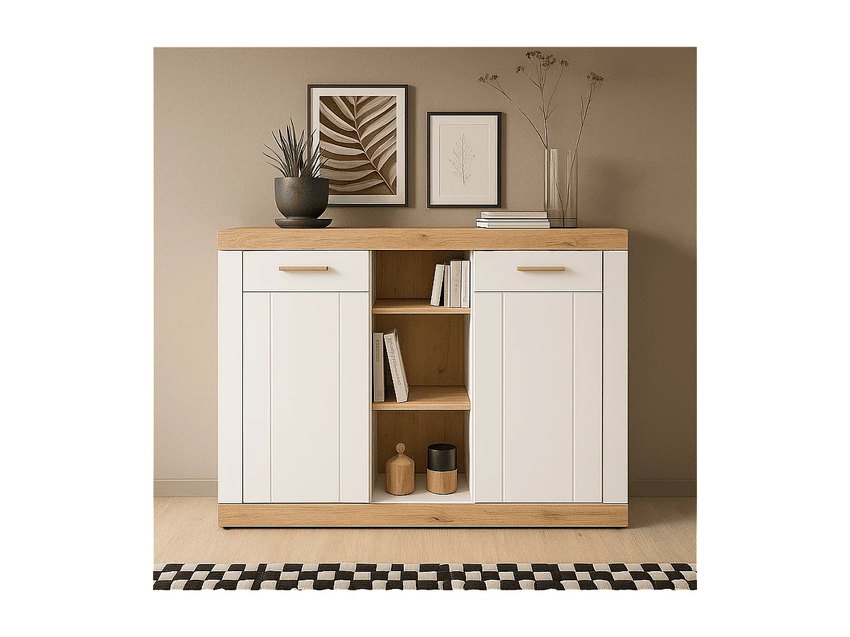 Buffet haut 2 portes et 3 niches H131 cm - LAREDO