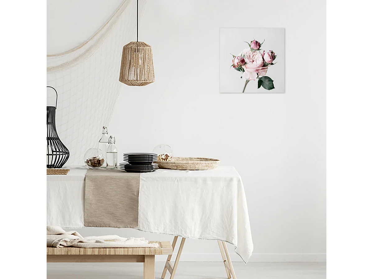 Tableau sur verre roses 30x30 cm