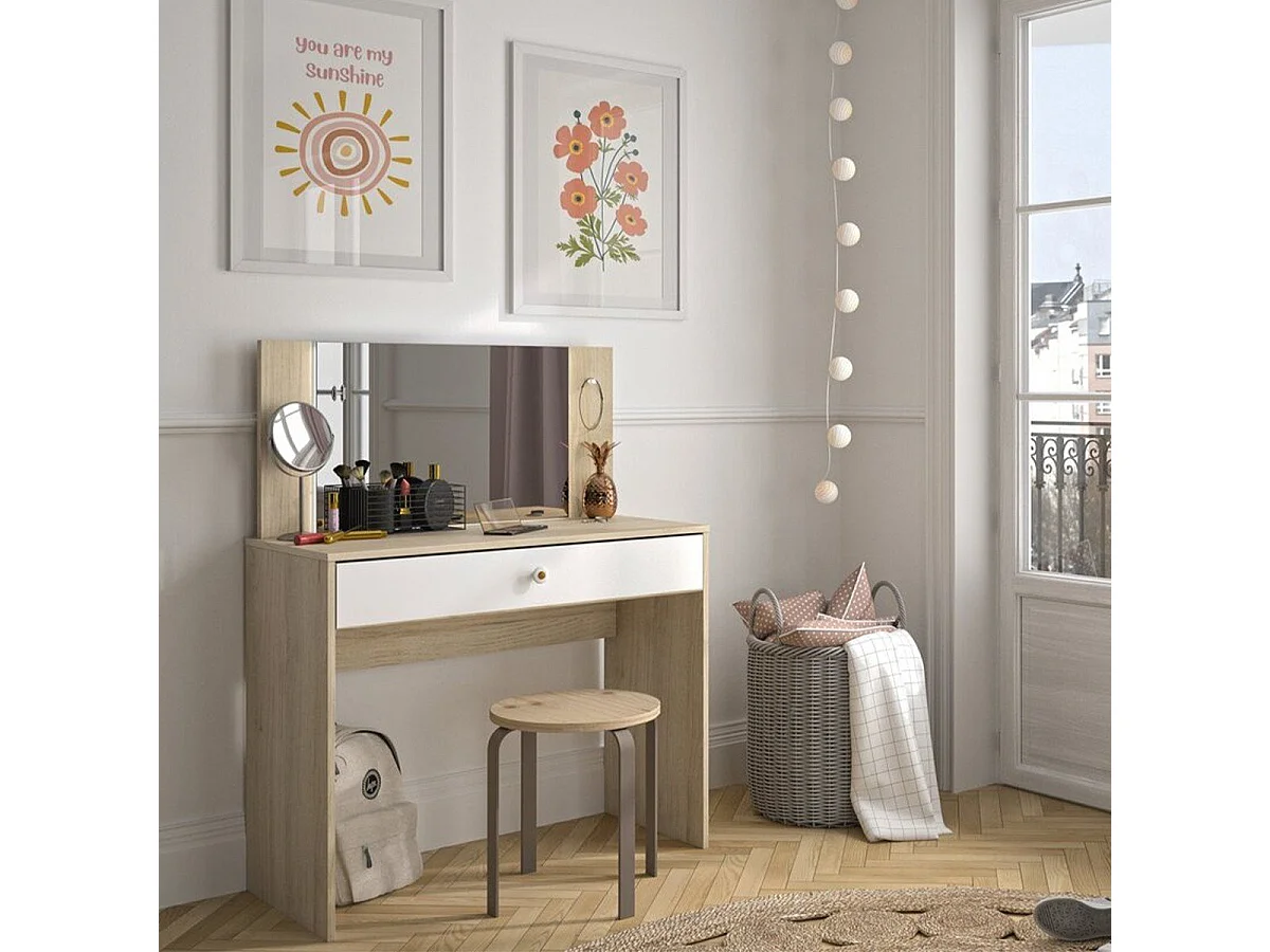 Schminktisch mit 1 Aufbewahrungsschublade B94 cm - MAKEUP