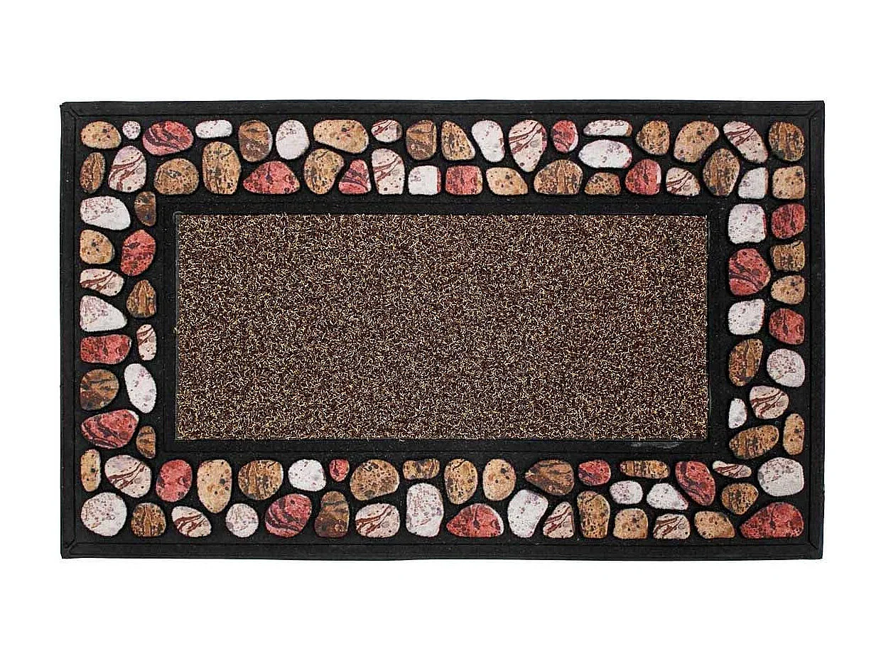 Tapis d'Entrée Imprimé "Cailloux" 45x75cm Naturel