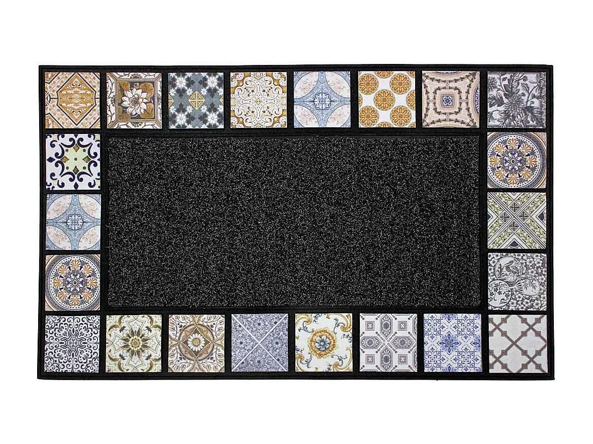 Tapis d'Entrée Imprimé "Ceramiko" 45x75cm Gris