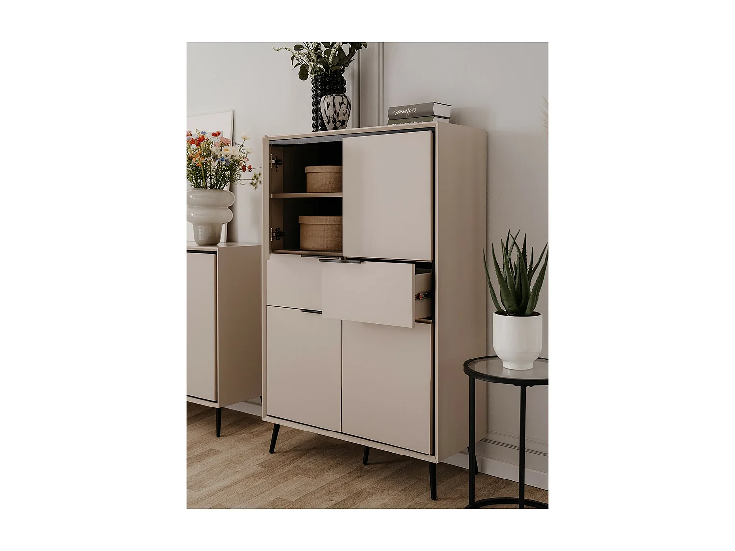 Hochschrank 4 Türen und 2 Schubladen H140 cm - ARONA