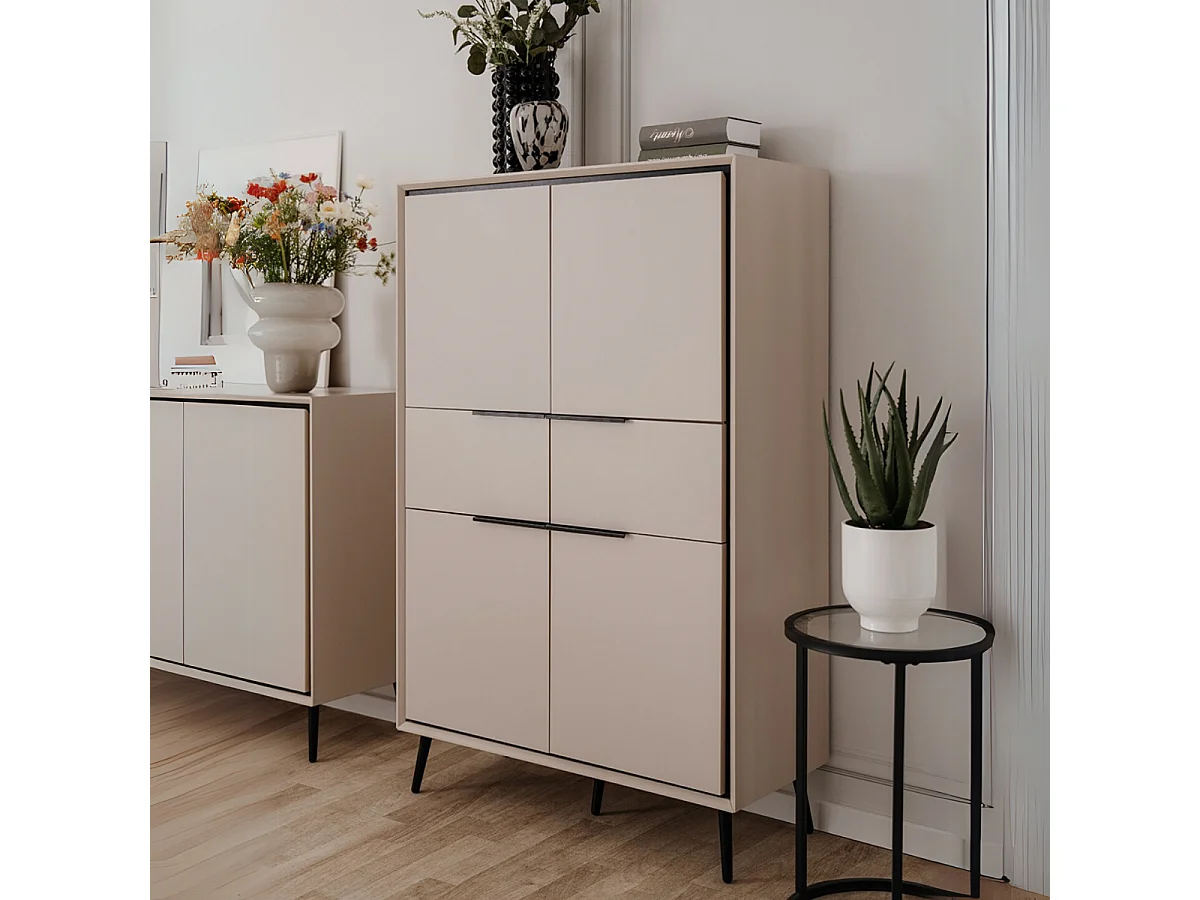 Wysoka komoda z 4 drzwiami i 2 szufladami, wys. 140 cm - ARONA