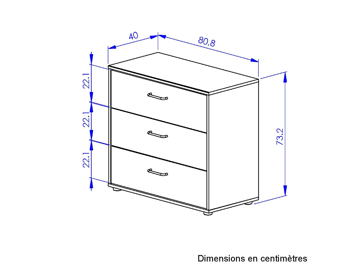 Commode 3 tiroirs L81 cm - ERWAN
