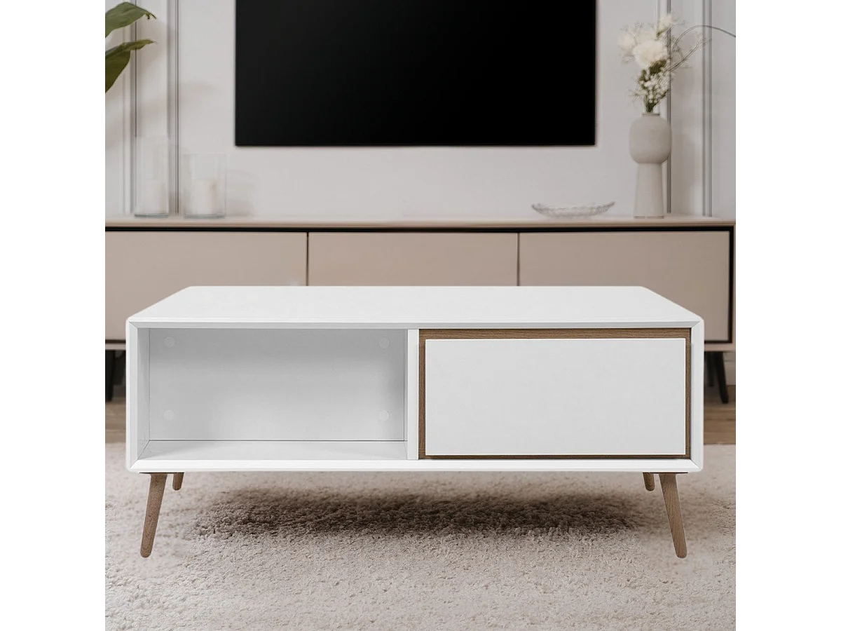 Table Basse 2 Tiroirs et Niches L94 cm - ARONA