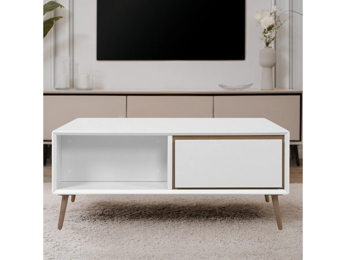 Mesa Baixa 2 Gavetas e Nichos L94 cm - ARONA