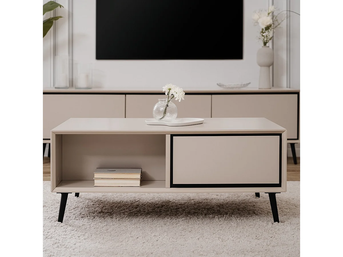 Couchtisch 2 Schubladen und Fächer B94 cm - ARONA