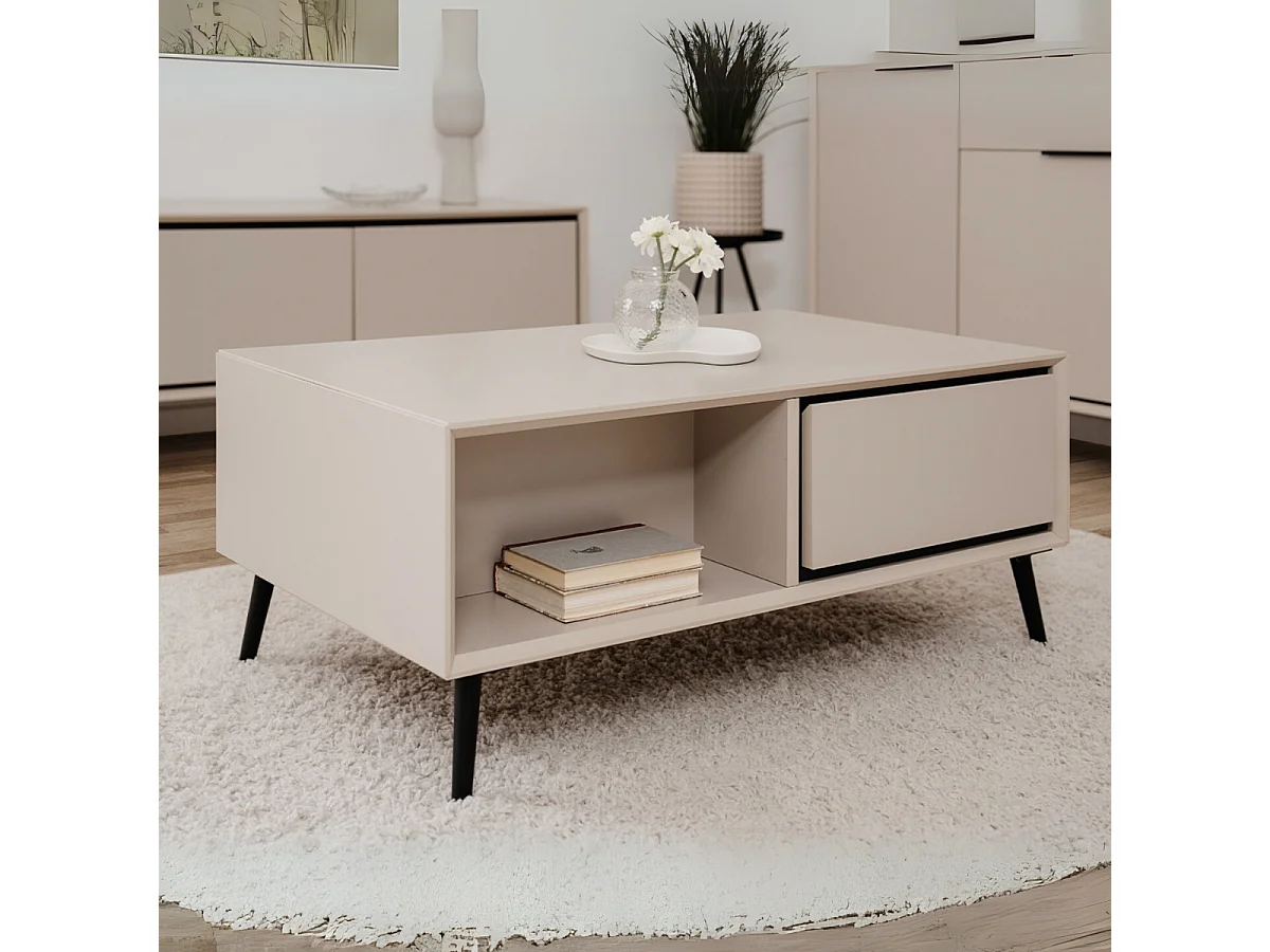 Couchtisch 2 Schubladen und Fächer B94 cm - ARONA