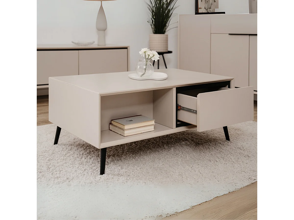 Couchtisch 2 Schubladen und Fächer B94 cm - ARONA