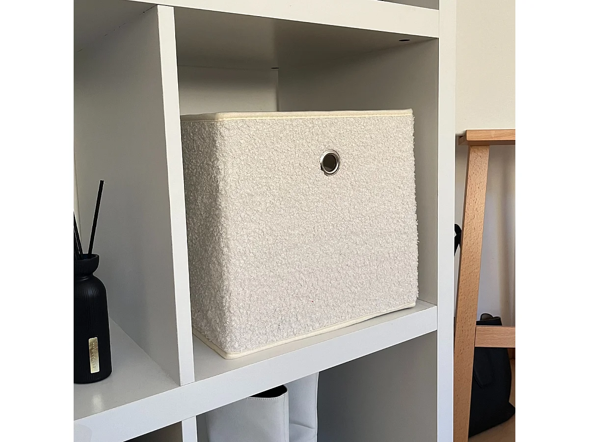 Cube pliable tissu bouclette écru - H27 cm