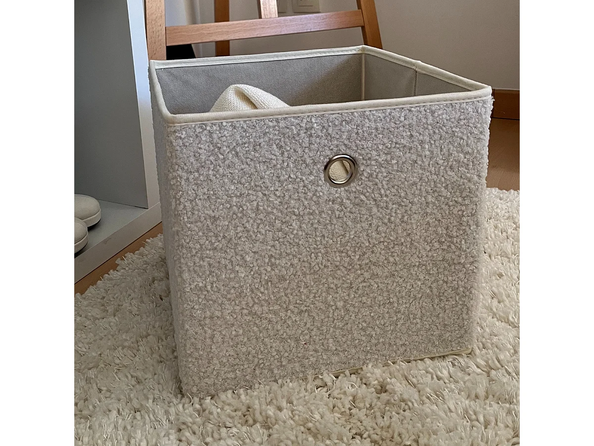 Cube pliable tissu bouclette écru - H27 cm