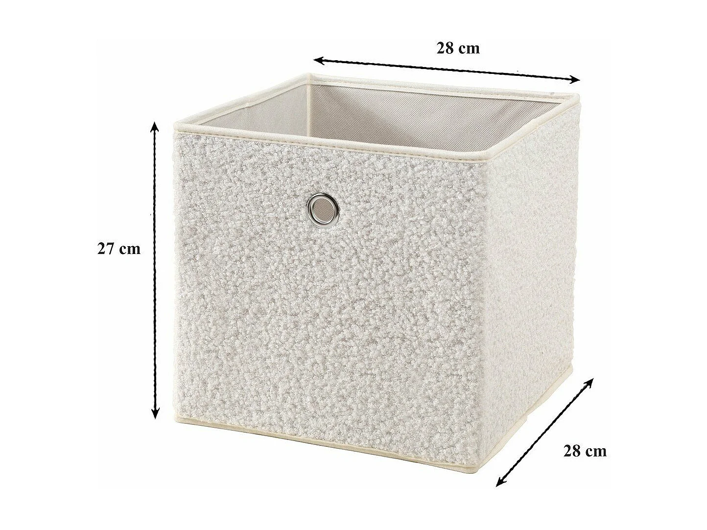 Cube pliable tissu bouclette écru - H27 cm