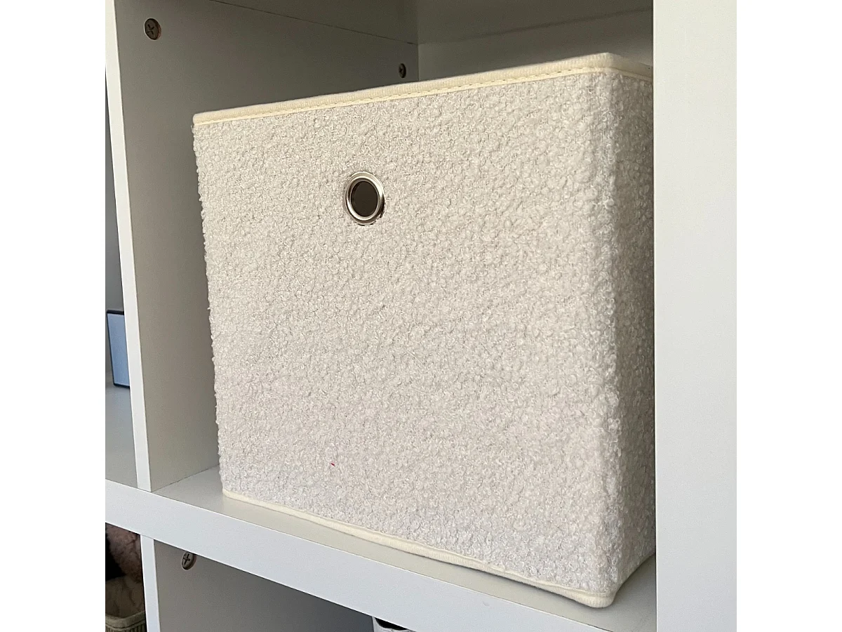 Cube pliable tissu bouclette écru - H27 cm