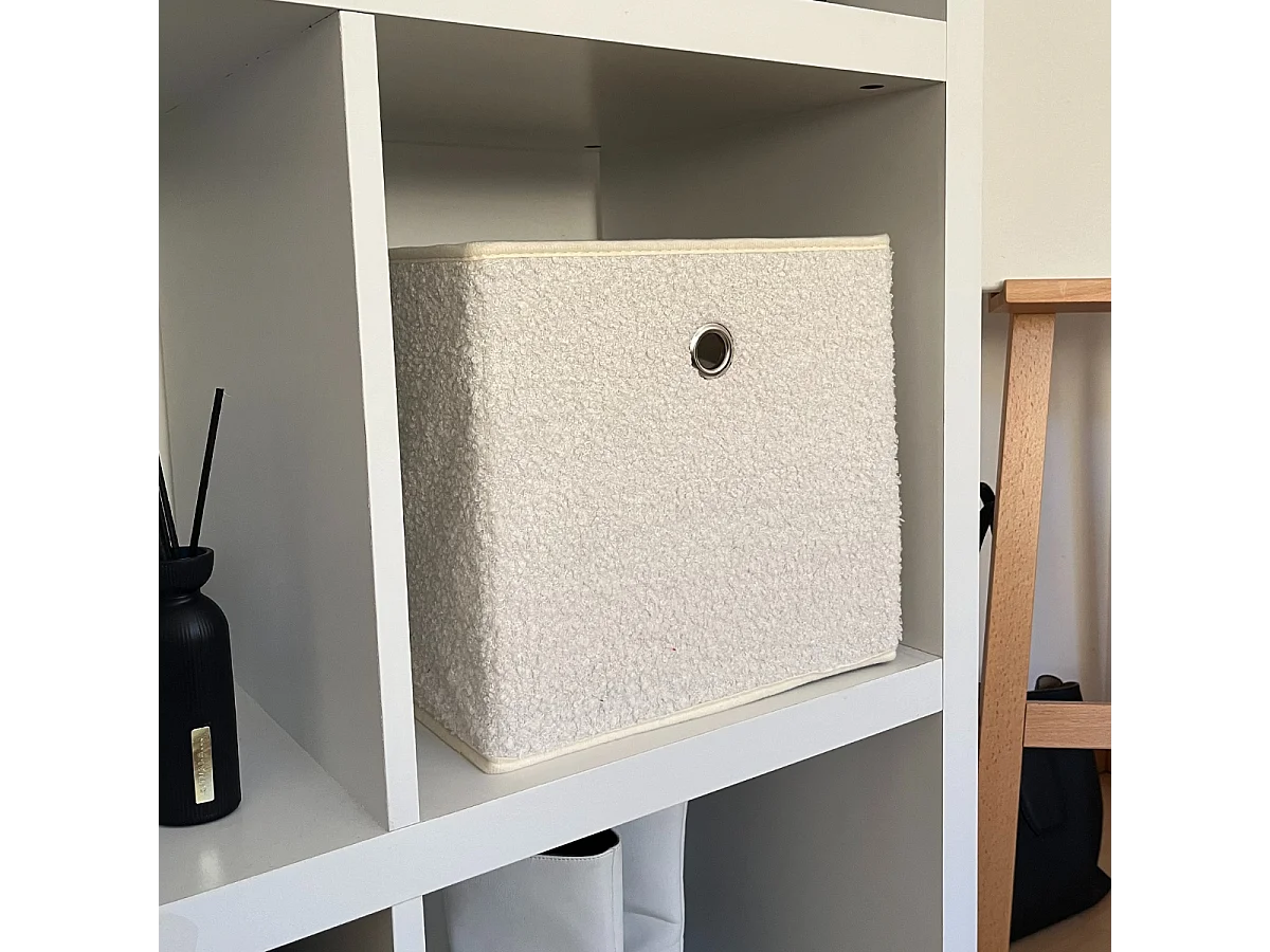 Cube pliable tissu bouclette écru - H27 cm