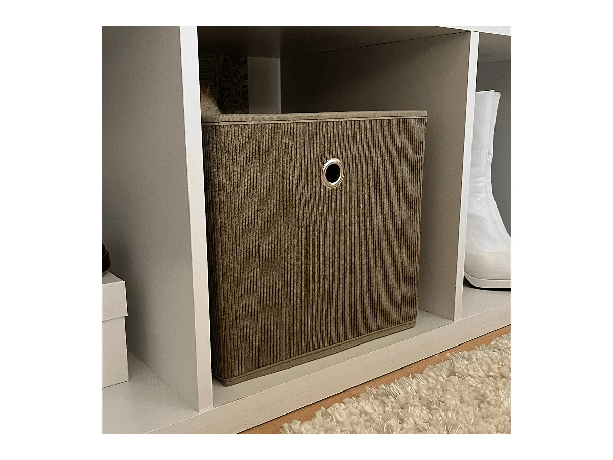 Faltbarer Würfel aus Kordstoff in Khaki - H27 cm