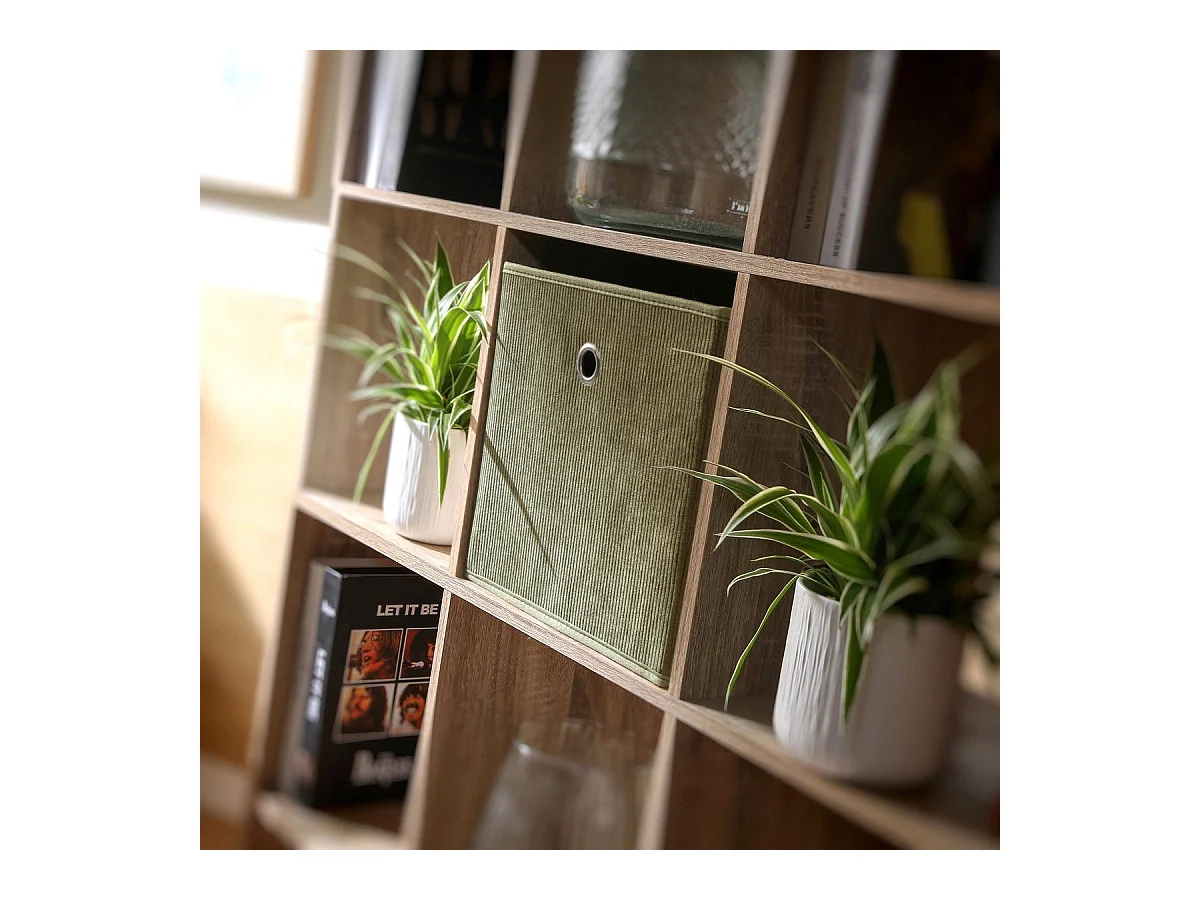 Faltbarer Würfel aus Kordstoff in Khaki - H27 cm