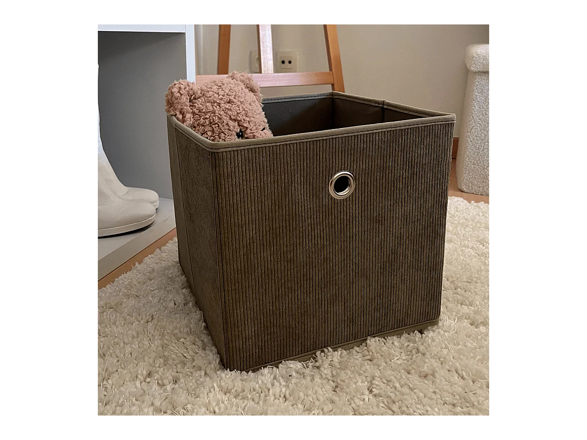 Faltbarer Würfel aus Kordstoff in Khaki - H27 cm