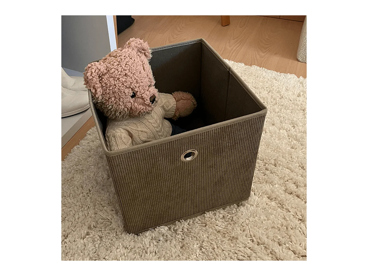 Faltbarer Würfel aus Kordstoff in Khaki - H27 cm