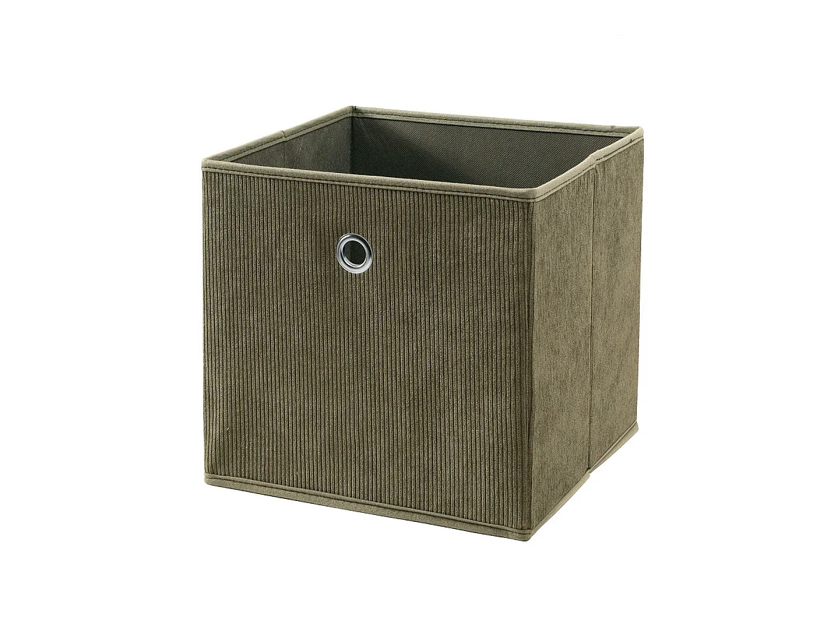 Cubo pieghevole in tessuto velluto a coste verde kaki - H27 cm