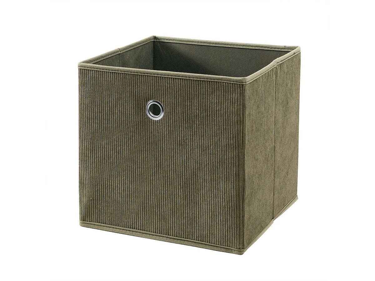 Cube pliable tissu velours côtelé kaki - H27 cm