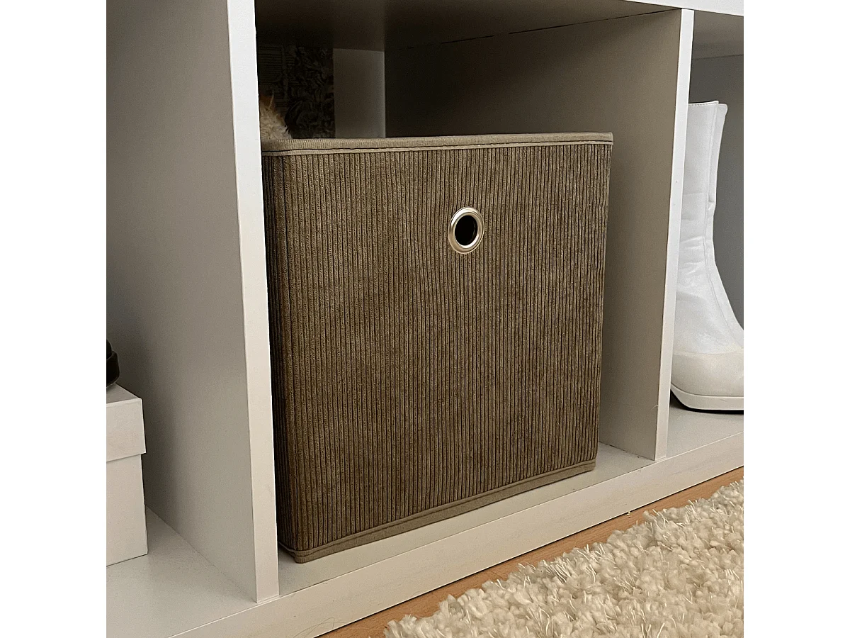 Cube pliable tissu velours côtelé kaki - H27 cm