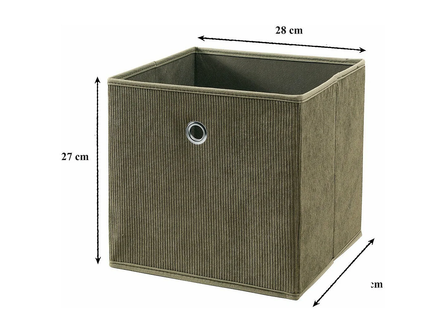 Cube pliable tissu velours côtelé kaki - H27 cm