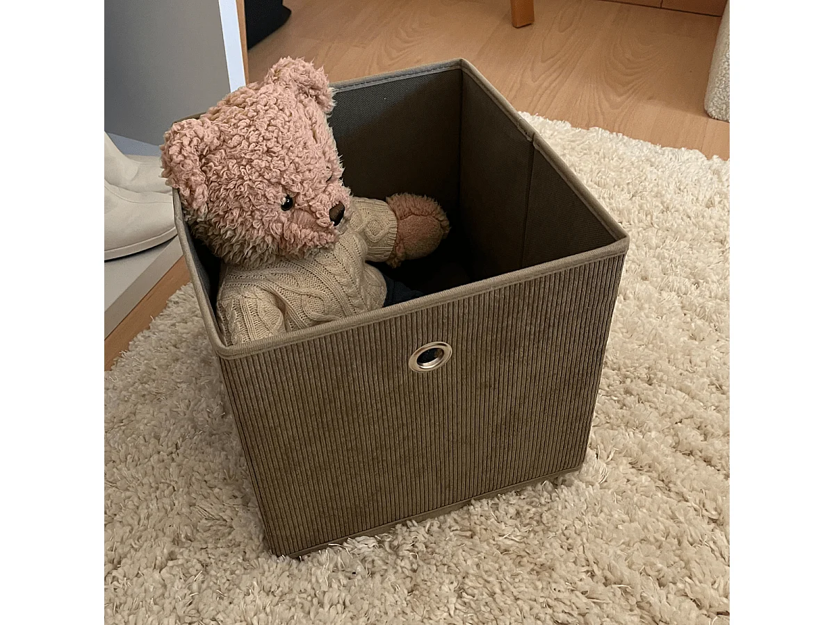 Cube pliable tissu velours côtelé kaki - H27 cm