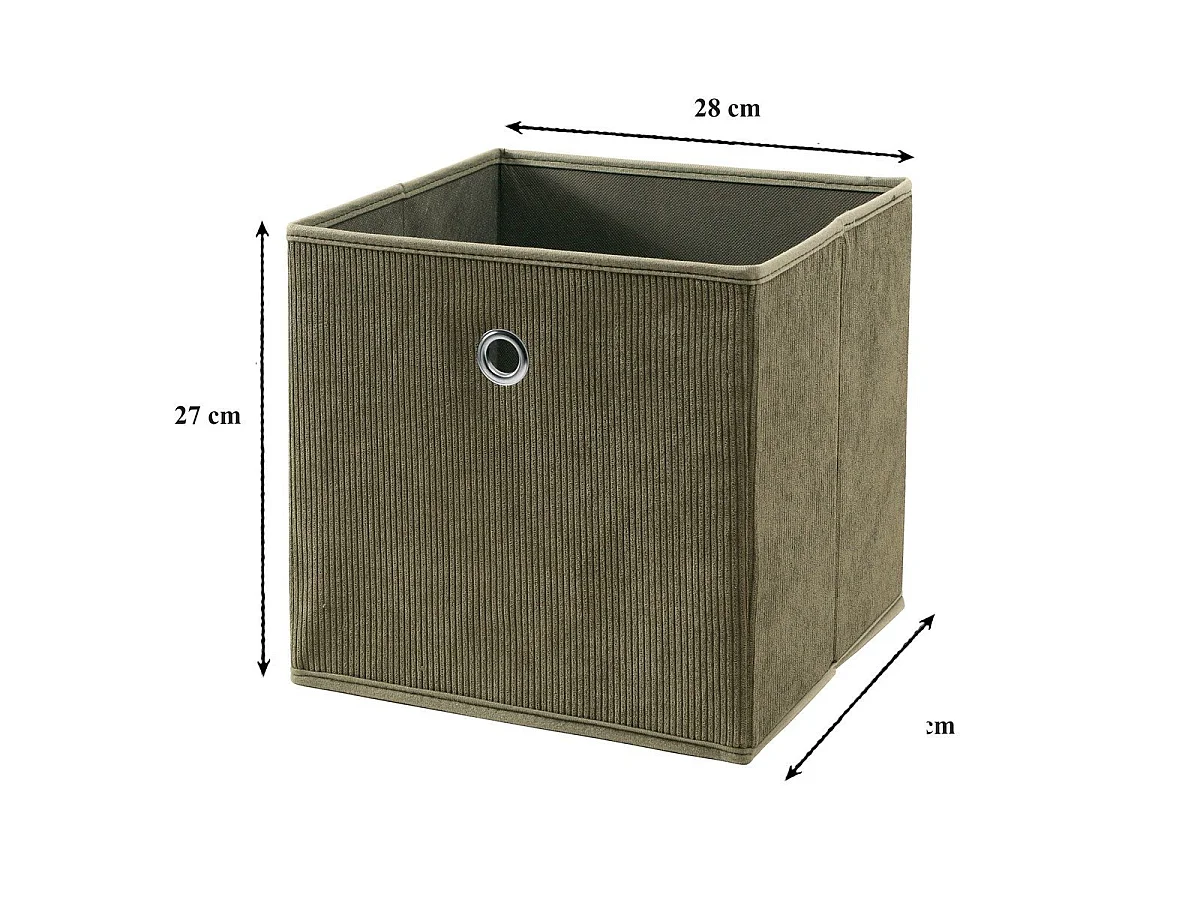 Cube pliable tissu velours côtelé kaki - H27 cm