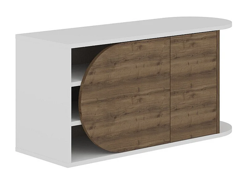 Zapatero Kailua 2151, Blanco|Madera oscura, 104x50x37cm, Aglomerado laminado