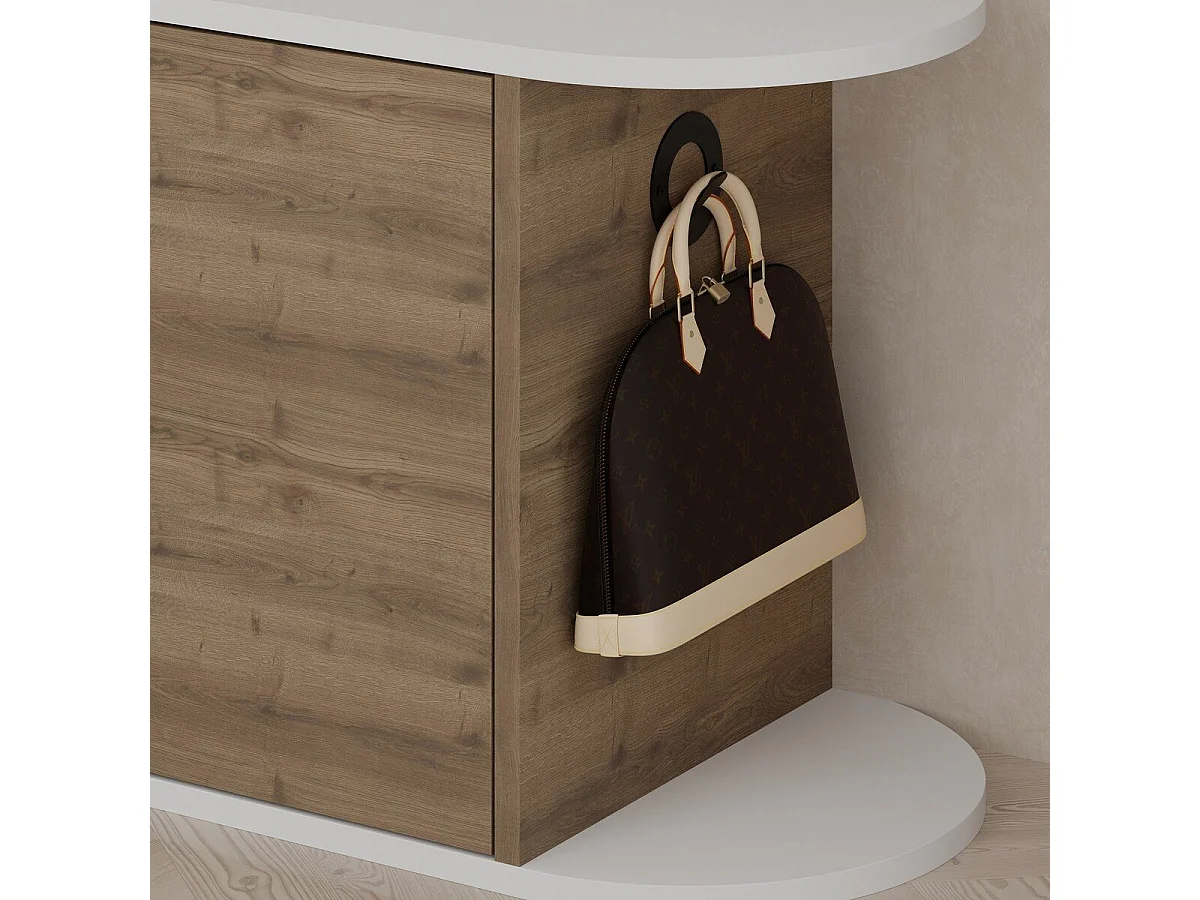 Zapatero Kailua 2151, Blanco|Madera oscura, 104x50x37cm, Aglomerado laminado