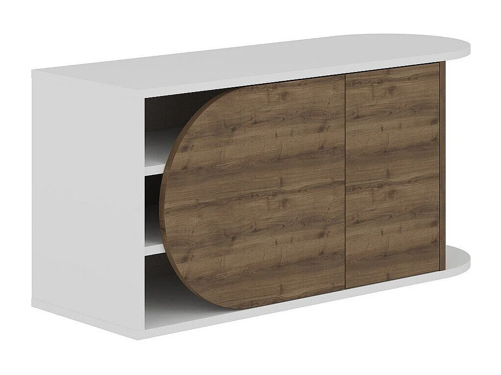 Zapatero Kailua 2151, Blanco|Madera oscura, 104x50x37cm, Aglomerado laminado