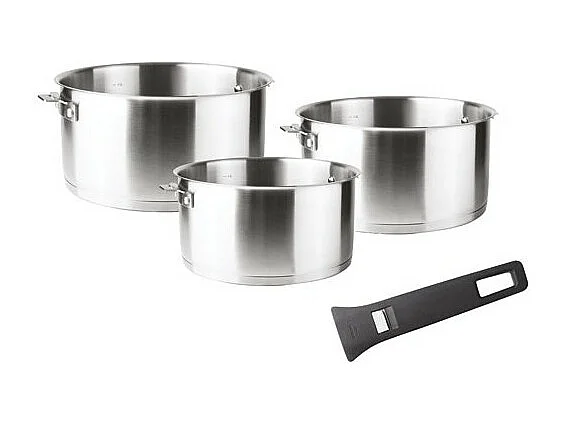 Lacor Set 3 casseroles inox 16 / 18 / 20 cm + poignée - 56610
