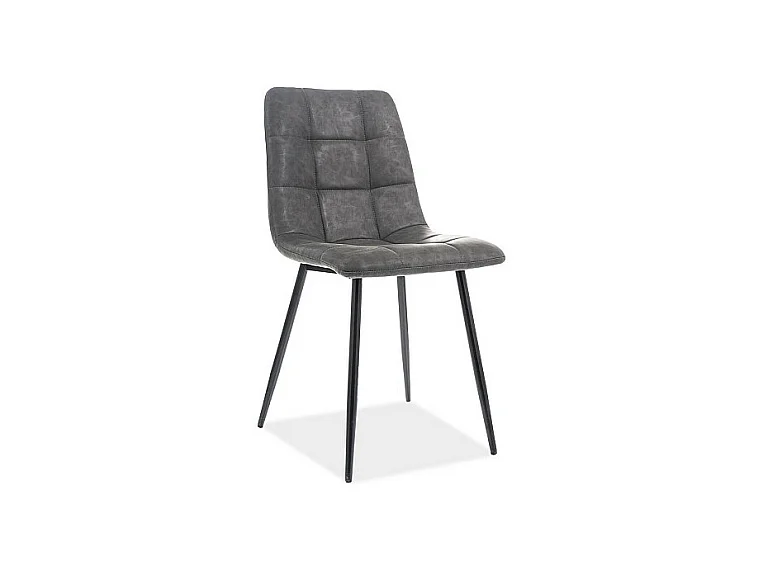Chaise en cuir avec pieds en métal - Gris - H 89 cm