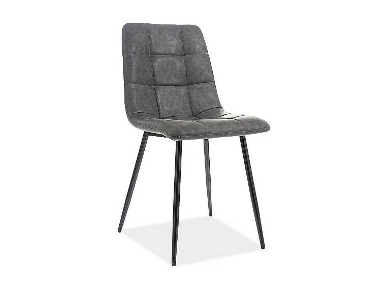Chaise en cuir avec pieds en métal - Gris - H 89 cm