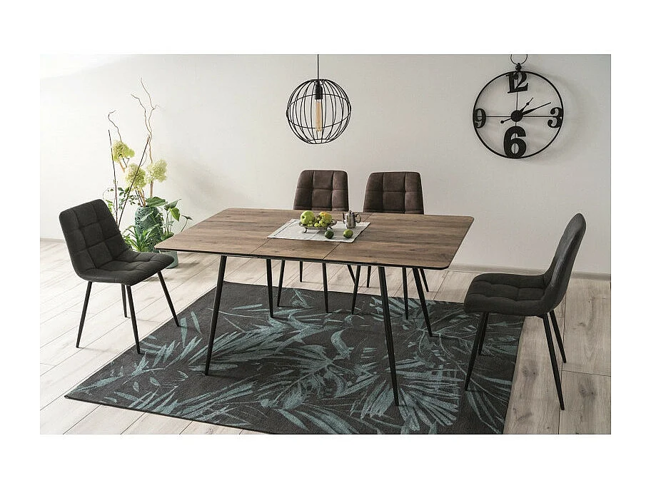 Chaise en cuir avec pieds en métal - Gris - H 89 cm