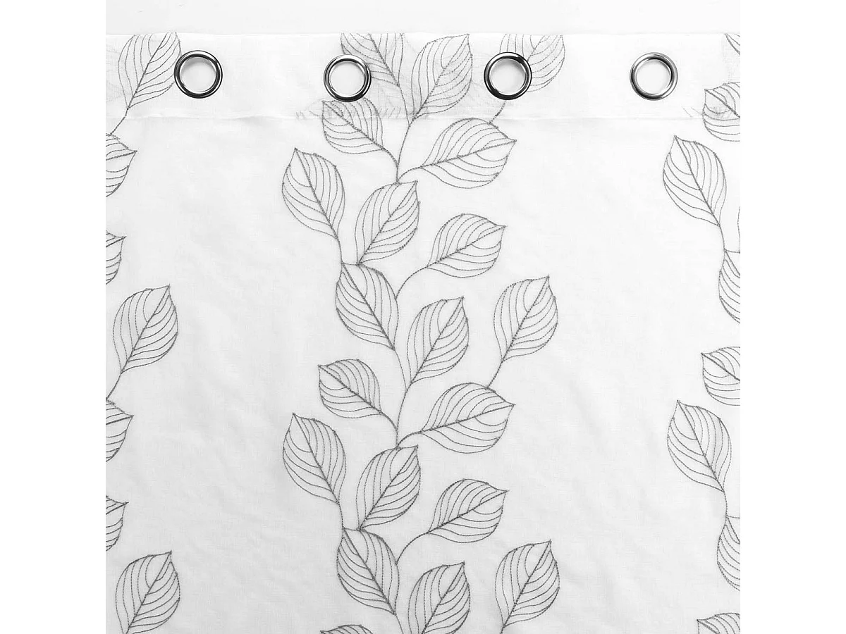 Rideau Voilage à Œillets "Brodé Edenia" 140x240cm Gris