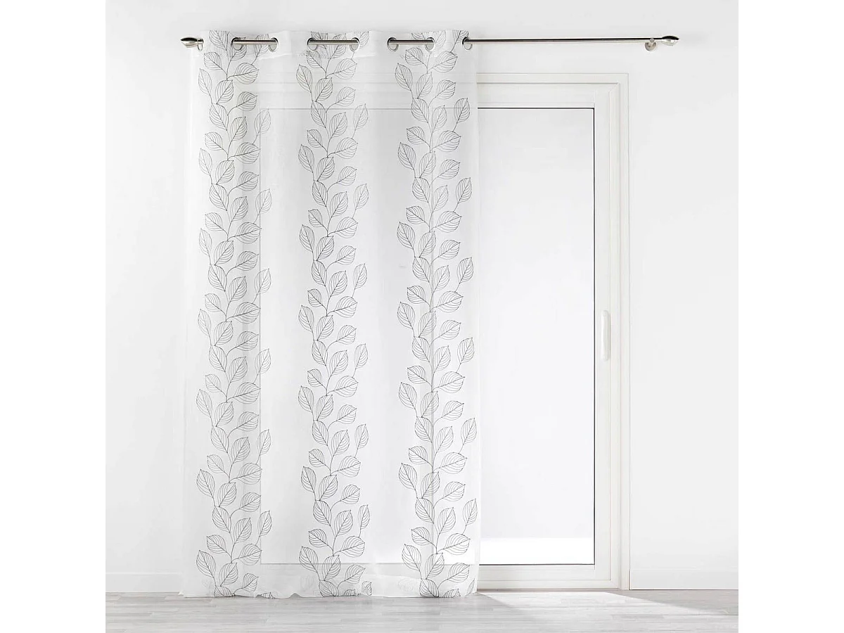 Rideau Voilage à Œillets "Brodé Edenia" 140x240cm Gris