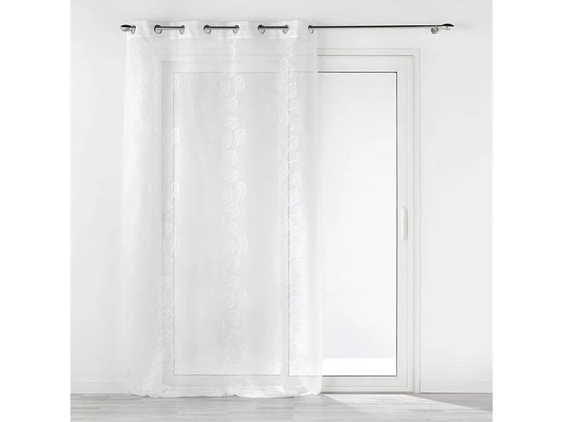 Rideau Voilage à Œillets "Brodé Edenia" 140x240cm Blanc
