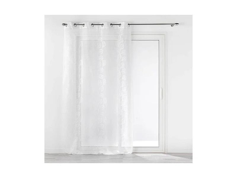 Rideau Voilage à Œillets "Brodé Edenia" 140x240cm Blanc