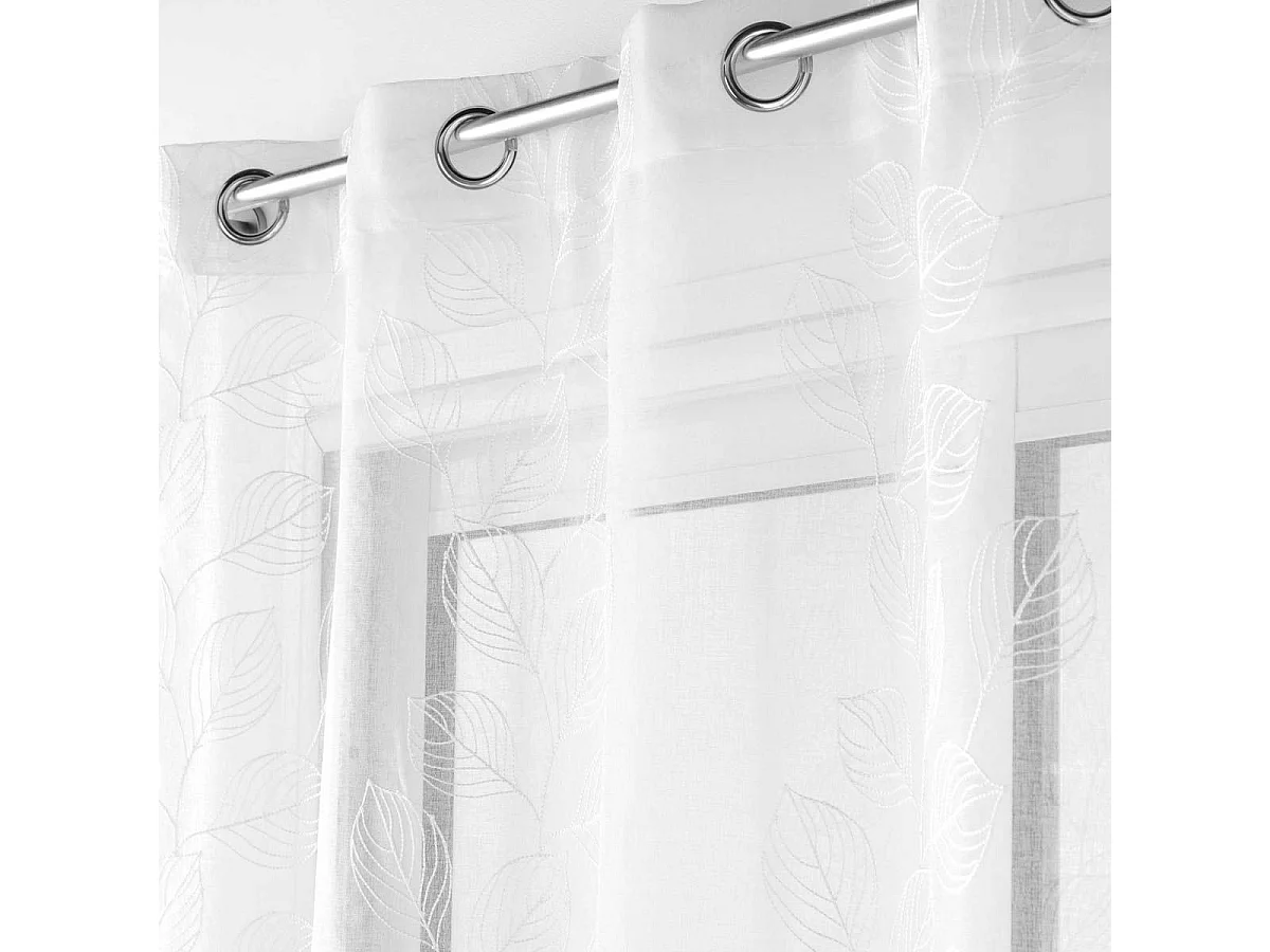 Rideau Voilage à Œillets "Brodé Edenia" 140x240cm Blanc