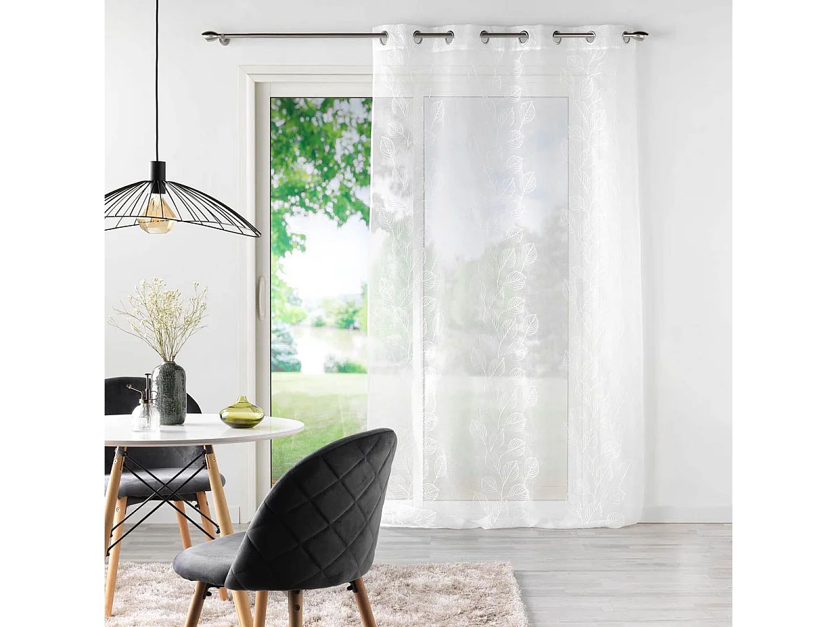 Rideau Voilage à Œillets "Brodé Edenia" 140x240cm Blanc