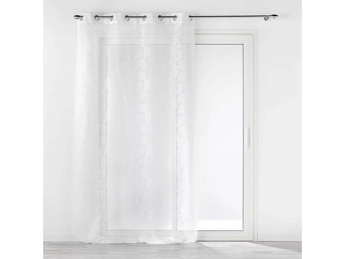 Rideau Voilage à Œillets "Brodé Edenia" 140x240cm Blanc