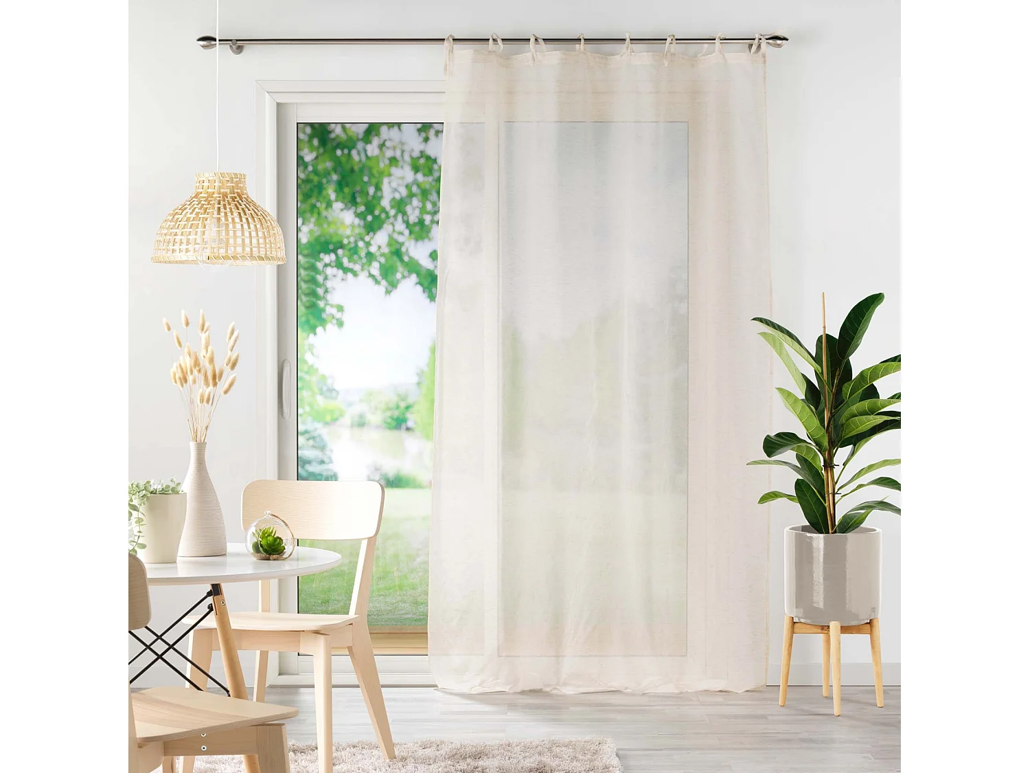 Rideau Voilage à Nouettes "Norine" 140x240cm Naturel