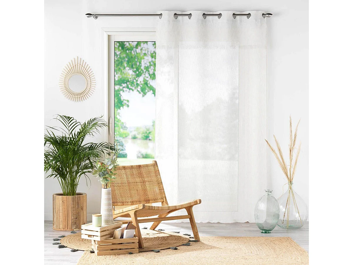 Rideau Voilage à Œillets "Eleania" 140x240cm Blanc