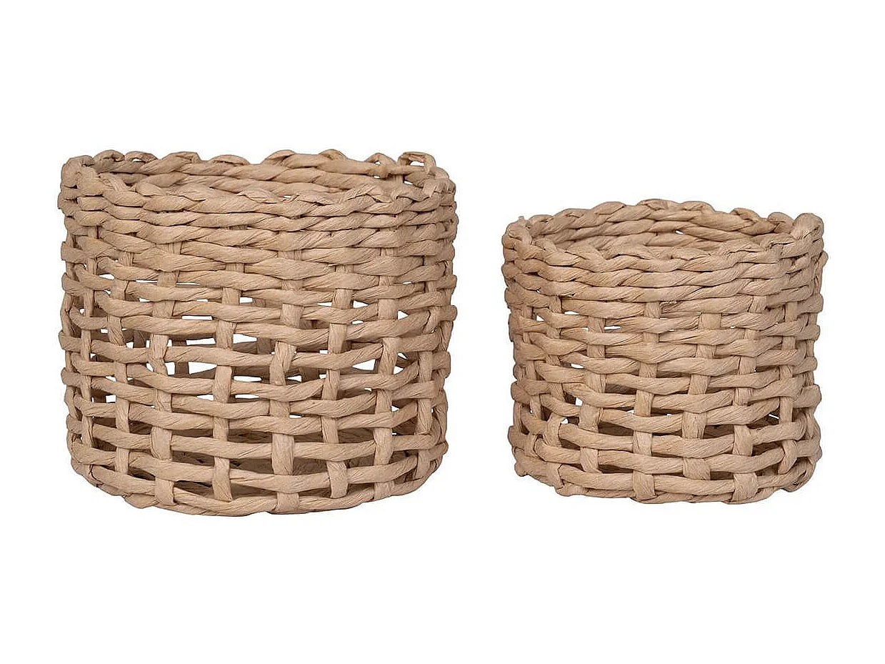 PENELOPE - Lot de 2 Paniers Ronds en Papier Imitation Rotin